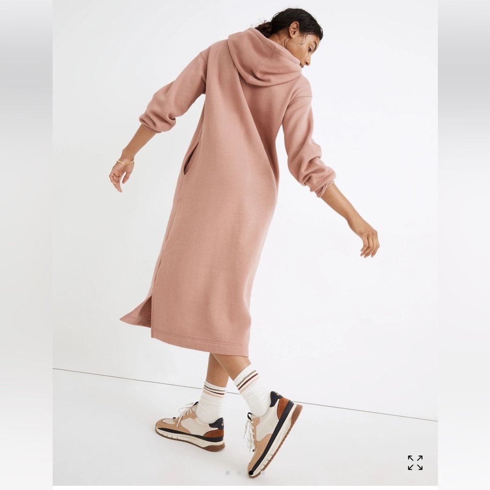 Madewell Maxi Dress MWL Betterterry Hoodie Sweatshirt Normcore Faded Mauve LG - Picture 3 of 15